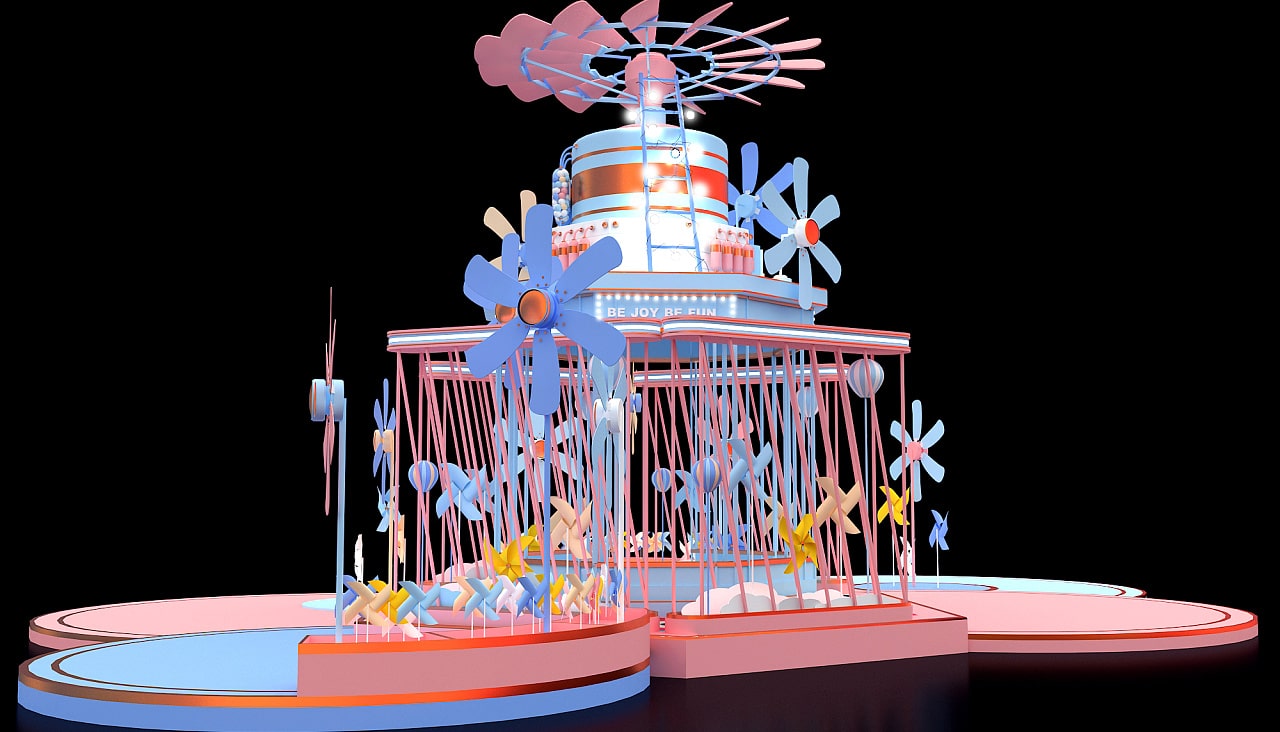 太平洋百货 风车主题美陈设计